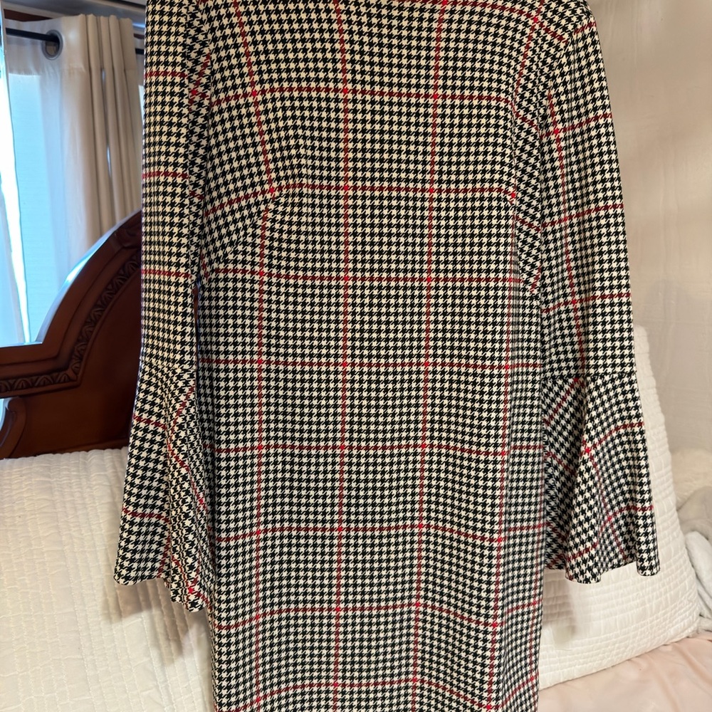 Ralph Lauren Black and White Plaid Dress with Red Accents